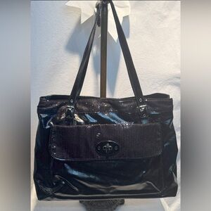 New York & Company Glossy Black Shoulder Bag